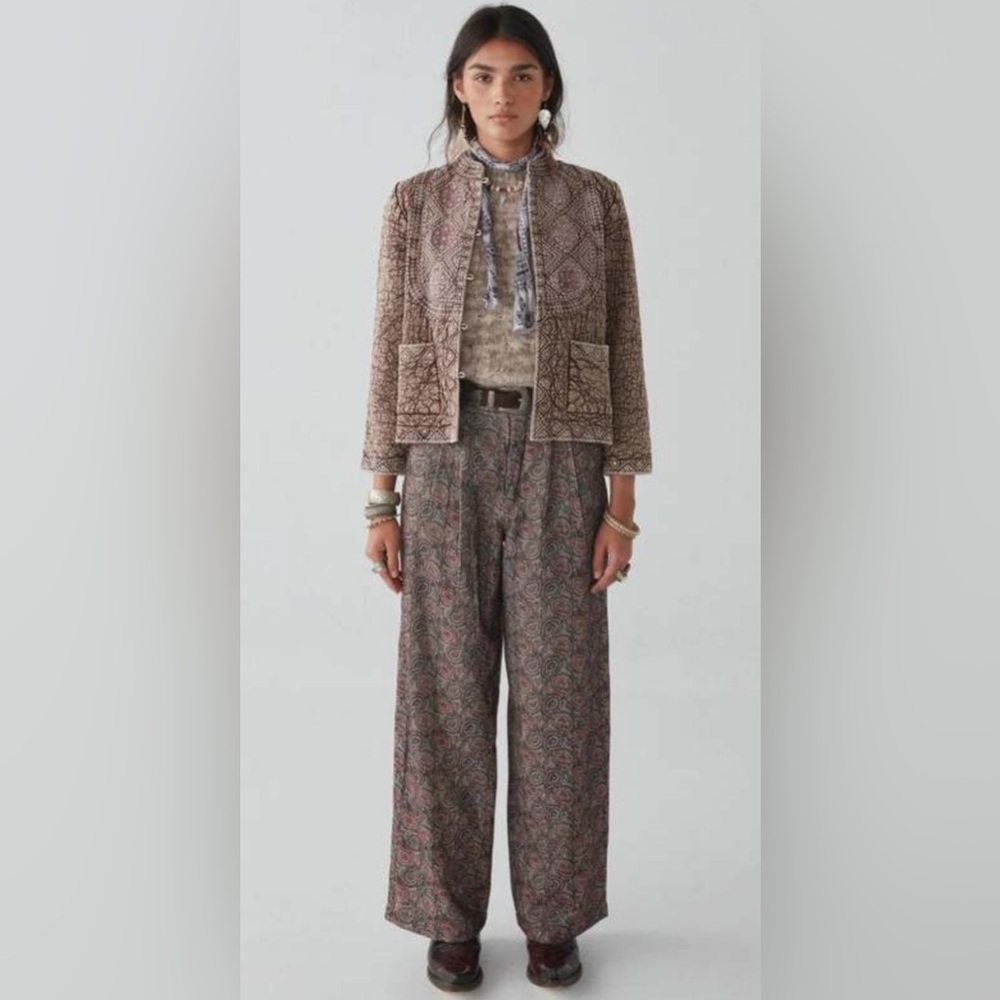 NWT MAISON HOTEL‎ Pepa Pant Starry Night XS  Wide Leg Pleated Corduroy